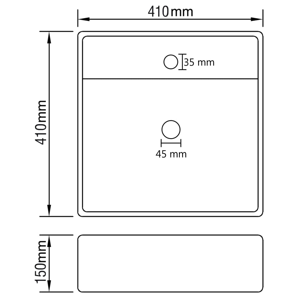 Luxury Ceramic Basin with Overflow, Square - Various Matt Colours - Bend