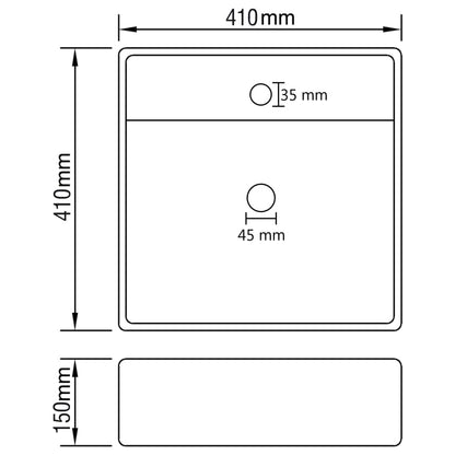 Luxury Ceramic Basin with Overflow, Square - Various Matt Colours - Bend