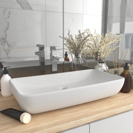 Luxury Basin Rectangular Matt White 71x38 cm Ceramic