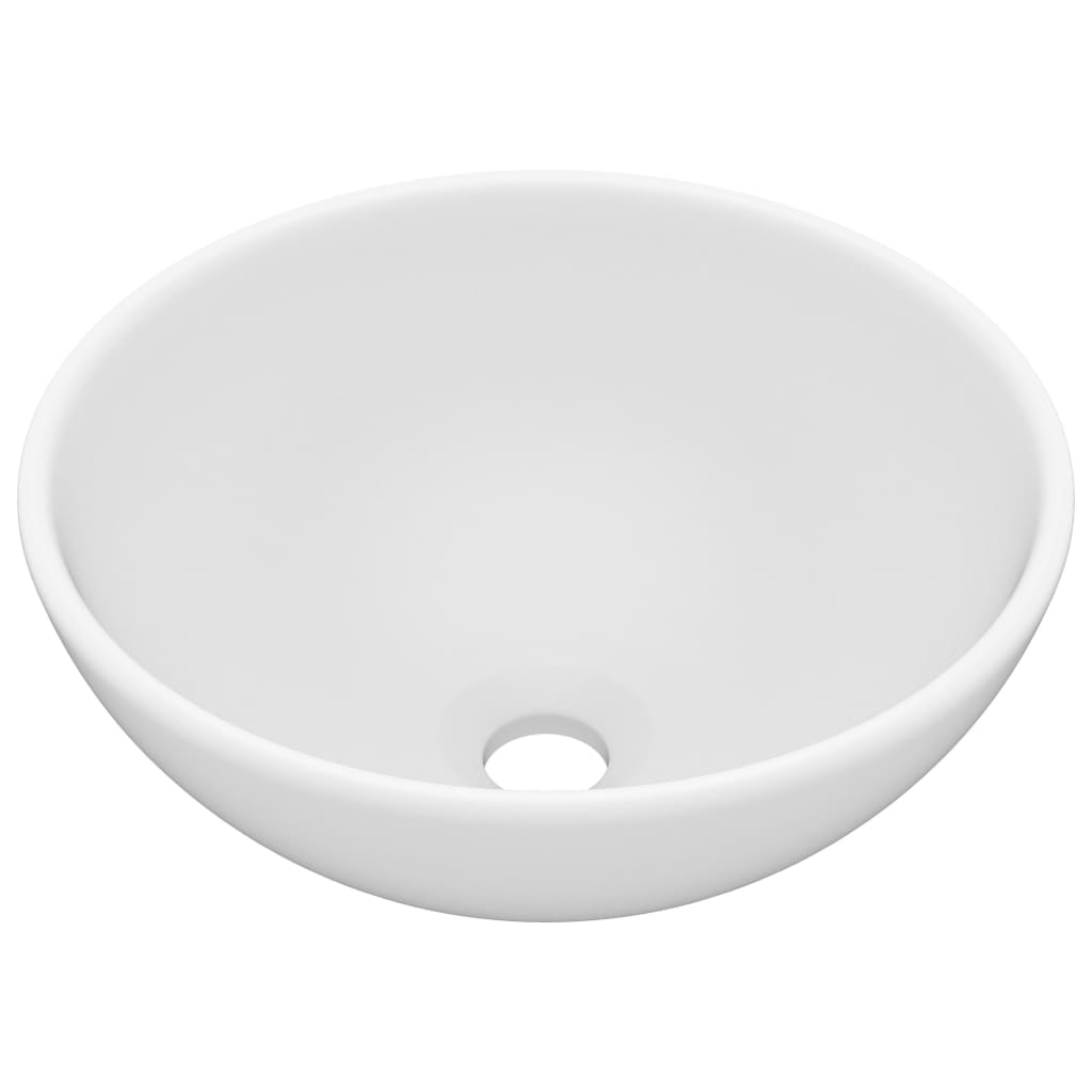 Luxury Bathroom Basin Round Matt White 32.5x14 cm Ceramic