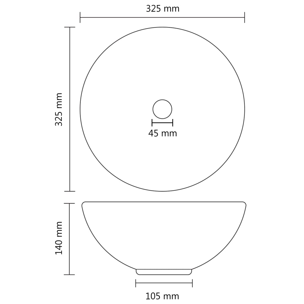 Luxury Bathroom Basin Round Matt White 32.5x14 cm Ceramic