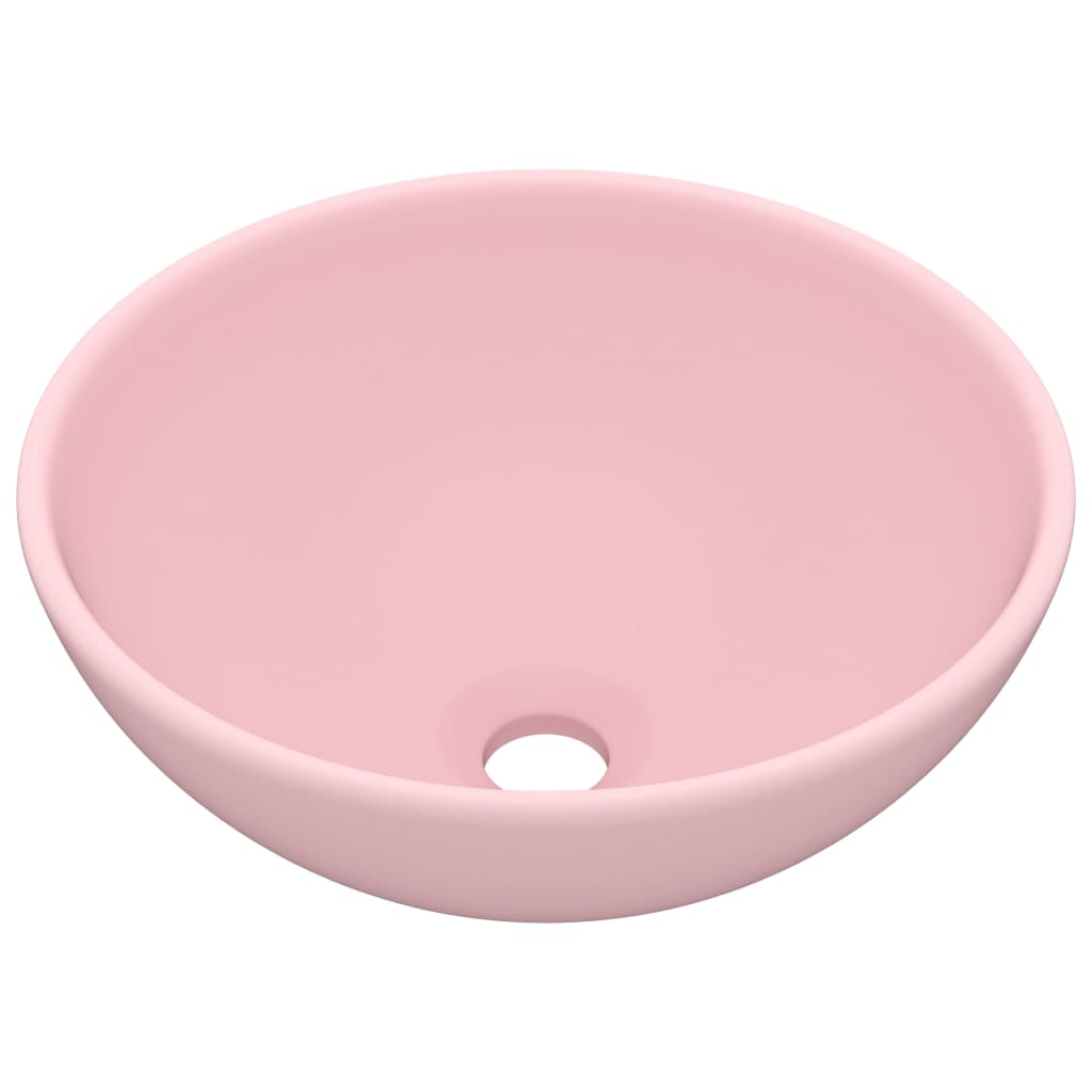 Luxury Bathroom Basin Round Matt Pink 32.5x14 cm Ceramic