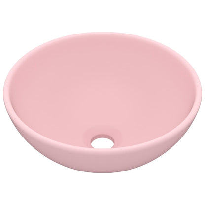 Luxury Bathroom Basin Round Matt Pink 32.5x14 cm Ceramic