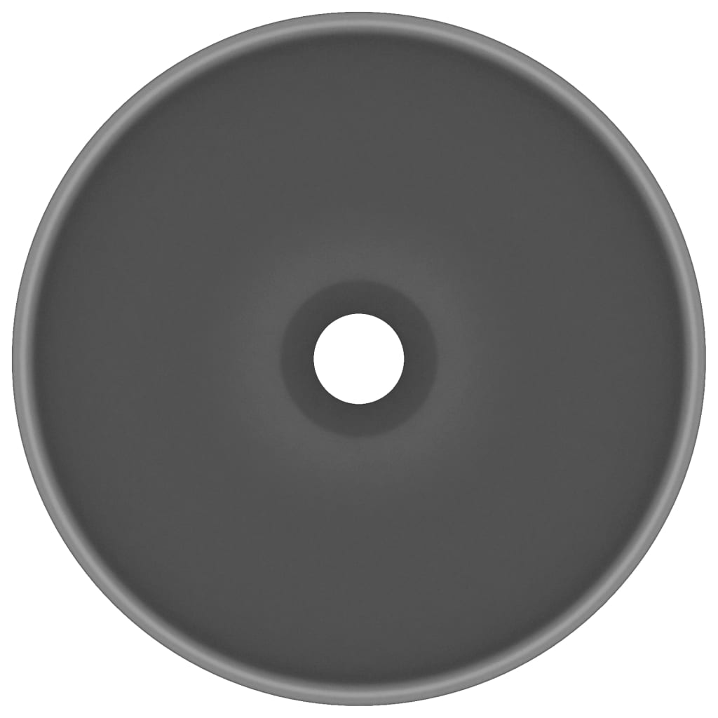 Luxury Bathroom Basin Round Matt Dark Grey 32.5x14 cm Ceramic