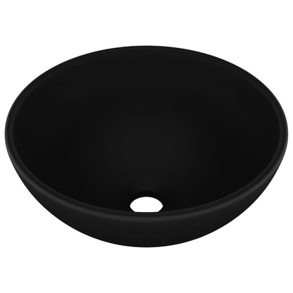 Luxury Bathroom Basin Round Matt Black 32.5x14 cm Ceramic