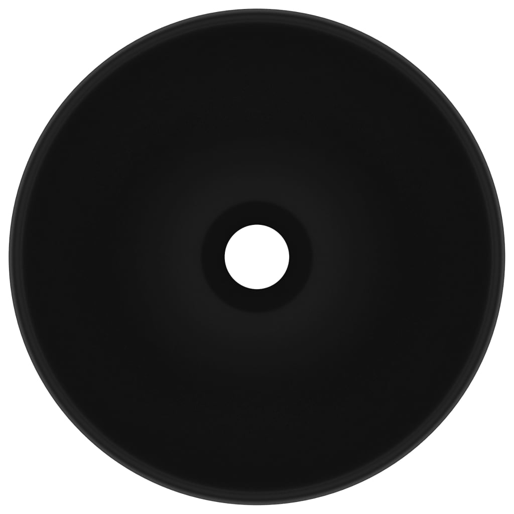 Luxury Bathroom Basin Round Matt Black 32.5x14 cm Ceramic