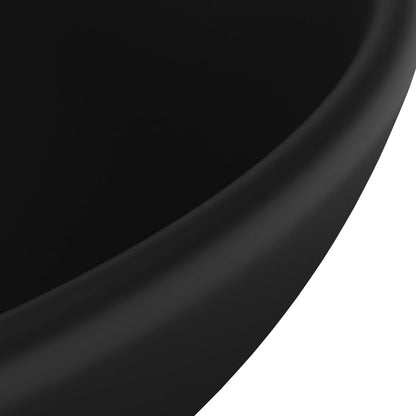 Luxury Bathroom Basin Round Matt Black 32.5x14 cm Ceramic