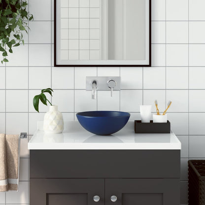 Bathroom Sink Ceramic Dark Blue Round