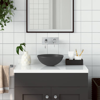 Bathroom Sink Ceramic Dark Grey Round