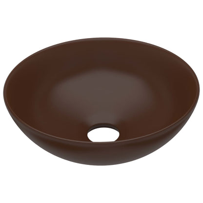 Bathroom Sink Ceramic Dark Brown Round