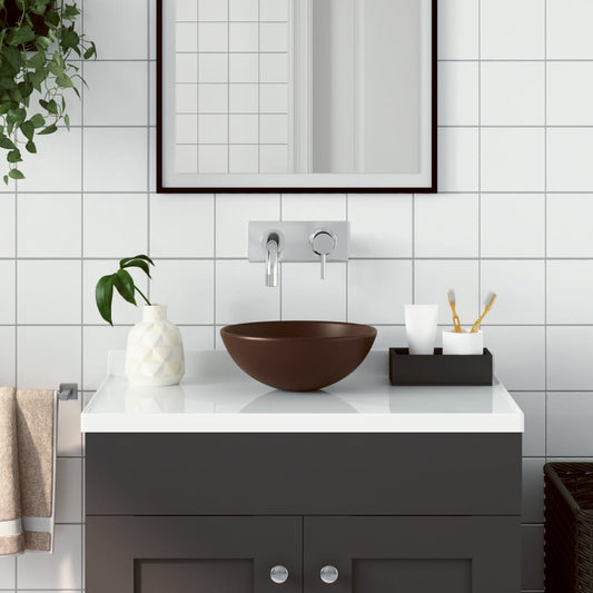 Bathroom Sink Ceramic Dark Brown Round