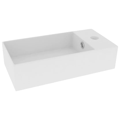 Ceramic Bathroom Sink with Overflow, Rectangular - Various Matt Colours - Bend