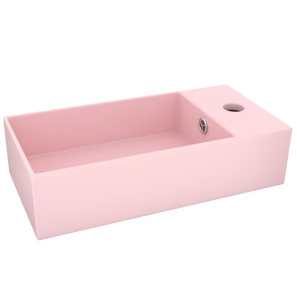 Ceramic Bathroom Sink with Overflow, Rectangular - Various Matt Colours - Bend