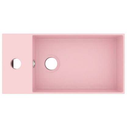 Bathroom Sink with Overflow Ceramic Matt Pink - Bend