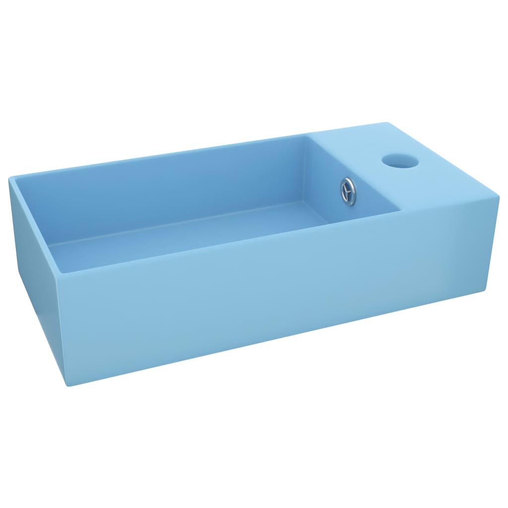 Ceramic Bathroom Sink with Overflow, Rectangular - Various Matt Colours - Bend