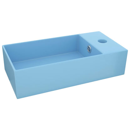 Ceramic Bathroom Sink with Overflow, Rectangular - Various Matt Colours - Bend