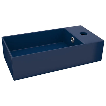 Ceramic Bathroom Sink with Overflow, Rectangular - Various Matt Colours - Bend