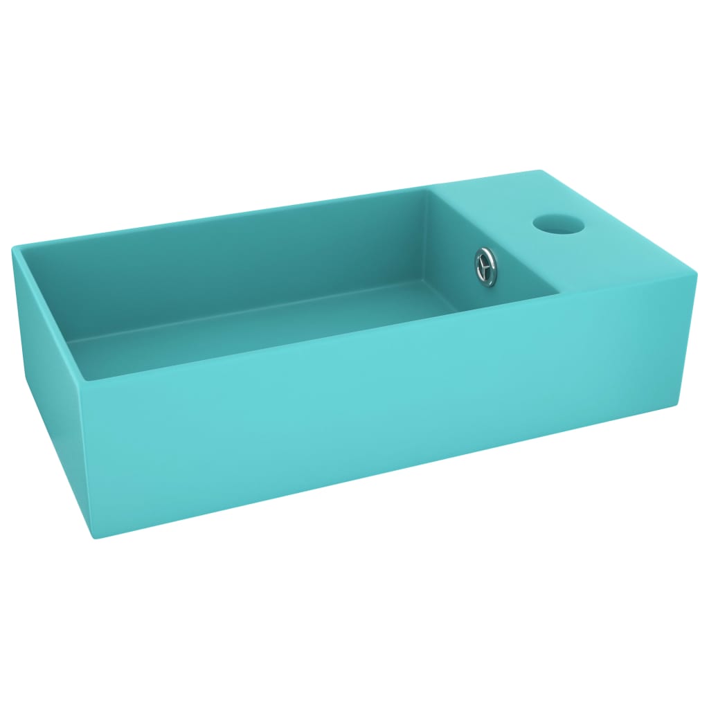 Ceramic Bathroom Sink with Overflow, Rectangular - Various Matt Colours - Bend