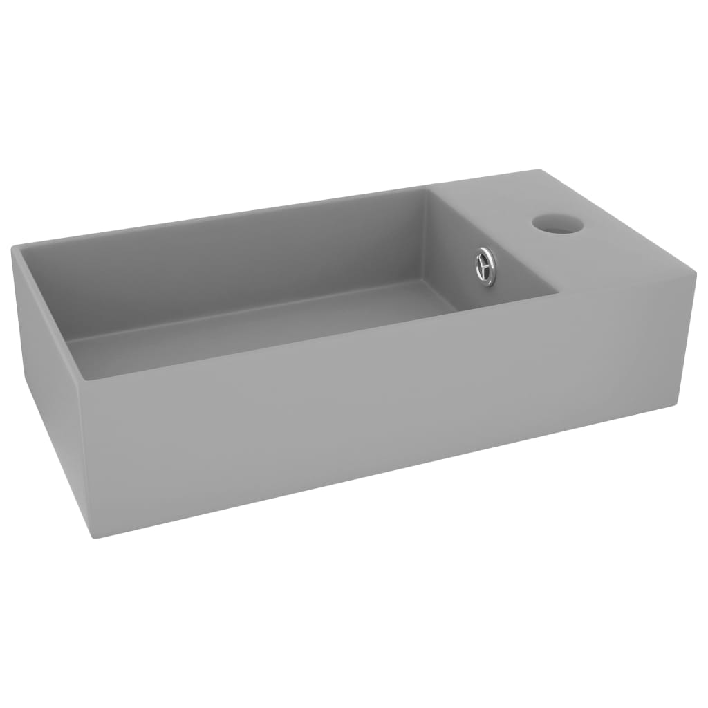 Ceramic Bathroom Sink with Overflow, Rectangular - Various Matt Colours - Bend