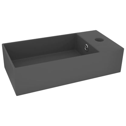 Bathroom Sink with Overflow Ceramic Dark Grey - Bend