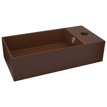 Ceramic Bathroom Sink with Overflow, Rectangular - Various Matt Colours - Bend