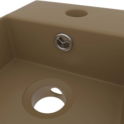 Ceramic Bathroom Sink with Overflow, Rectangular - Various Matt Colours - Bend