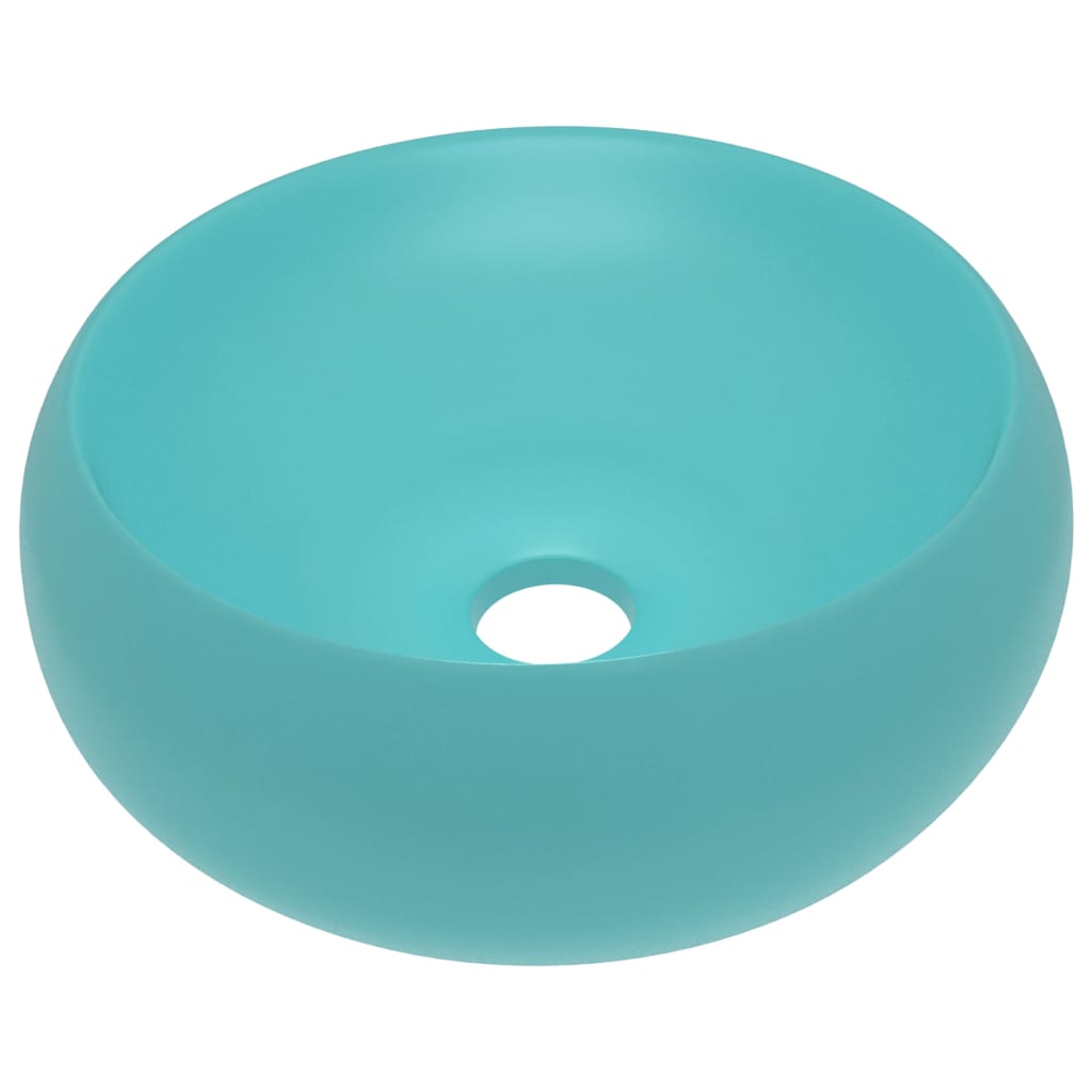 Luxury Wash Basin Round Matt Light Green 40x15 cm Ceramic - Bend