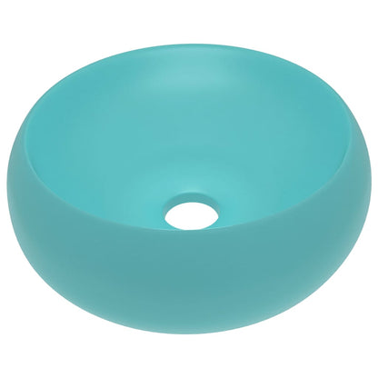 Luxury Wash Basin Round Matt Light Green 40x15 cm Ceramic - Bend