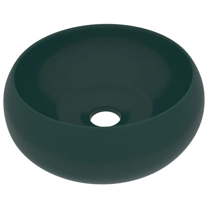 Luxury Wash Basin Round Matt Dark Green 40x15 cm Ceramic - Bend