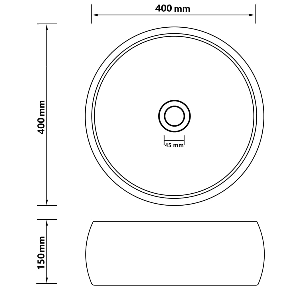 Luxury Wash Basin Round Matt Dark Grey 40x15 cm Ceramic - Bend