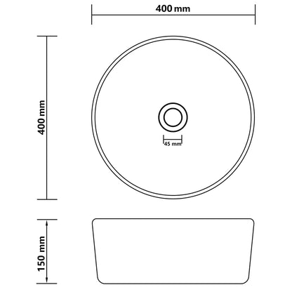 Luxury Wash Basin Round Matt White 40x15 cm Ceramic