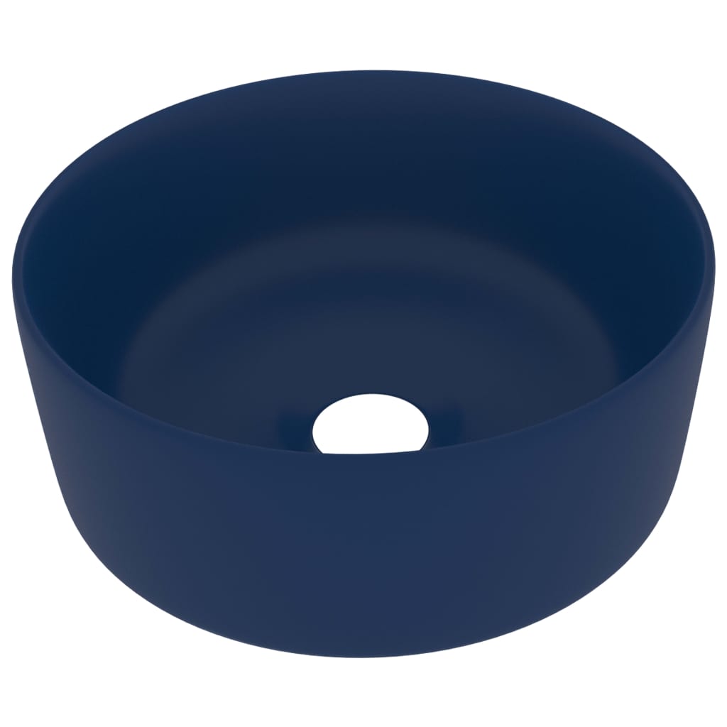 Luxury Wash Basin Round Matt Dark Blue 40x15 cm Ceramic - Bend