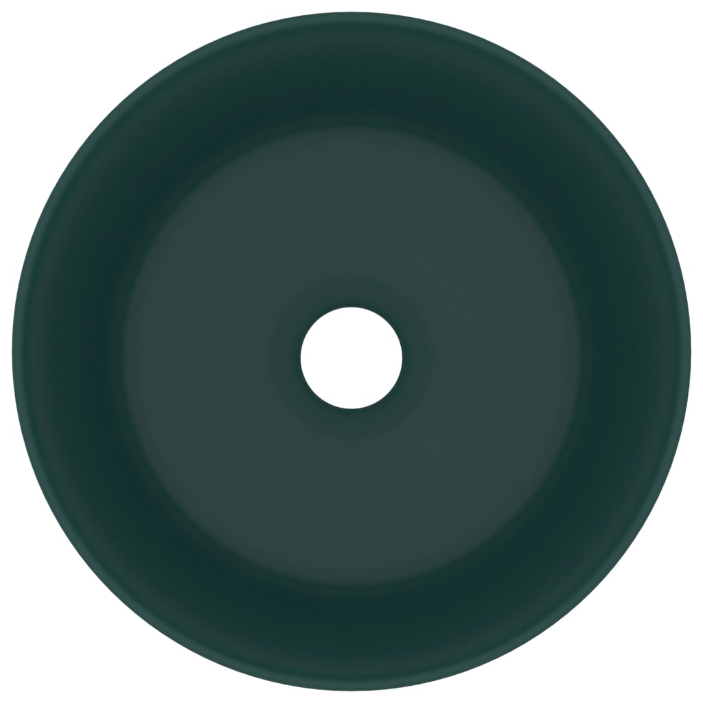 Luxury Wash Basin Round Matt Dark Green 40x15 cm Ceramic - Bend