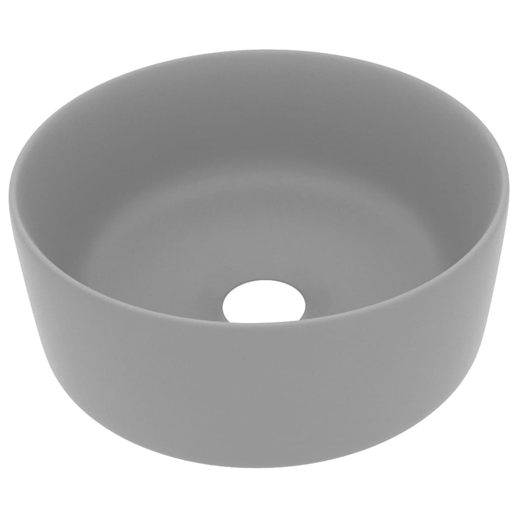 Luxury Wash Basin Round Matt Light Grey 40x15 cm Ceramic - Bend