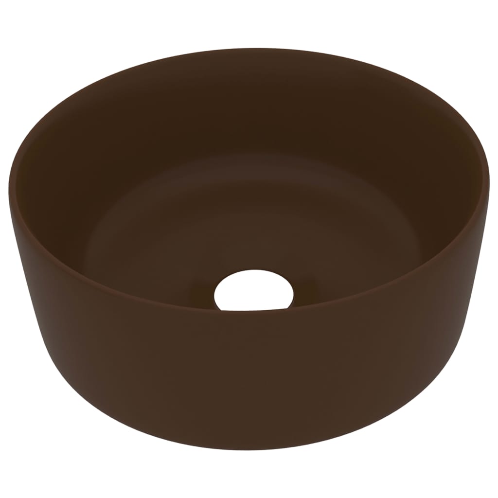 Luxury Wash Basin Round Matt Dark Brown 40x15 cm Ceramic