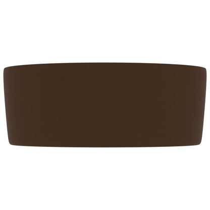 Luxury Wash Basin Round Matt Dark Brown 40x15 cm Ceramic