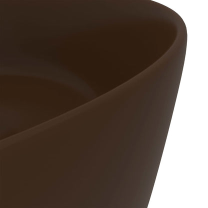 Luxury Wash Basin Round Matt Dark Brown 40x15 cm Ceramic