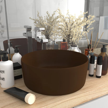 Luxury Wash Basin Round Matt Dark Brown 40x15 cm Ceramic