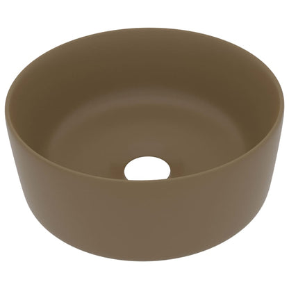 Luxury Wash Basin Round Matt Cream 40x15 cm Ceramic