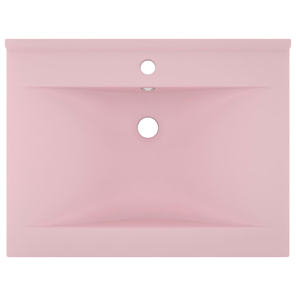 Luxury Basin with Faucet Hole Matt Pink 60x46 cm Ceramic - Bend