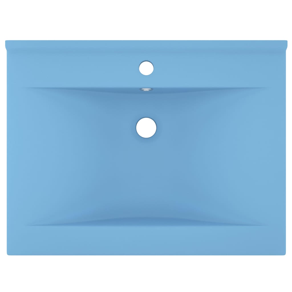 Luxury Basin with Faucet Hole Matt Light Blue 60x46 cm Ceramic