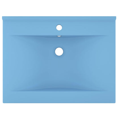 Luxury Basin with Faucet Hole Matt Light Blue 60x46 cm Ceramic