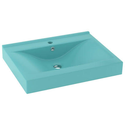 Luxury Basin with Faucet Hole Matt Light Green 60x46 cm Ceramic