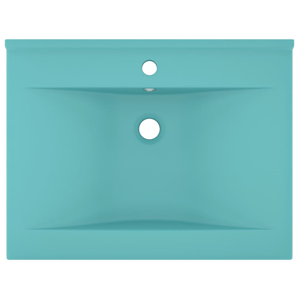 Luxury Basin with Faucet Hole Matt Light Green 60x46 cm Ceramic