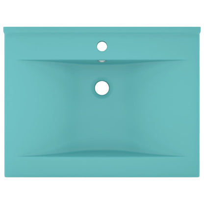 Luxury Basin with Faucet Hole Matt Light Green 60x46 cm Ceramic