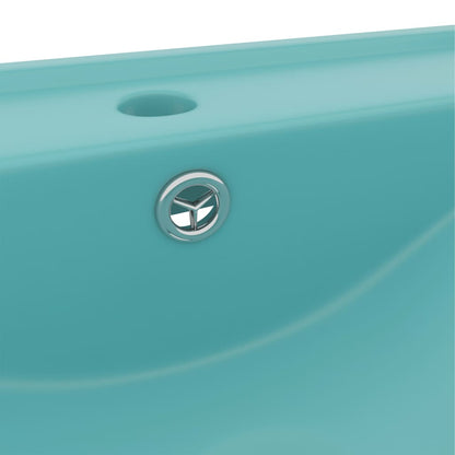 Luxury Basin with Faucet Hole Matt Light Green 60x46 cm Ceramic