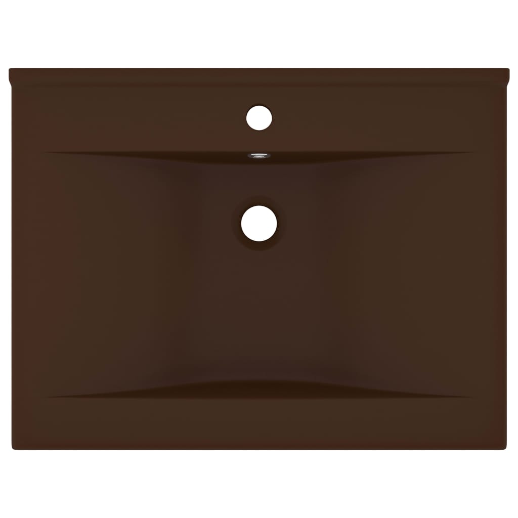 Luxury Basin with Faucet Hole Matt Dark Brown 60x46 cm Ceramic