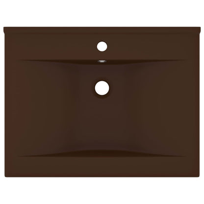 Luxury Basin with Faucet Hole Matt Dark Brown 60x46 cm Ceramic