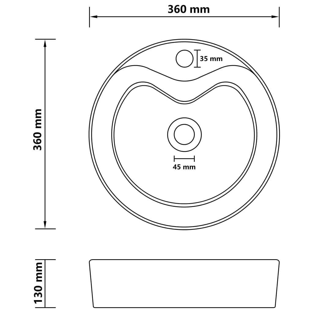 Ceramic Wash Basin with Overflow - Various Finishes - Bend