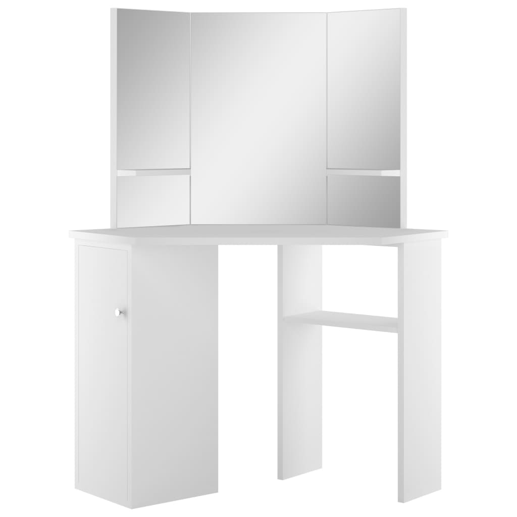 Corner Dressing Table Cosmetic Table Make-up Table White - Bend